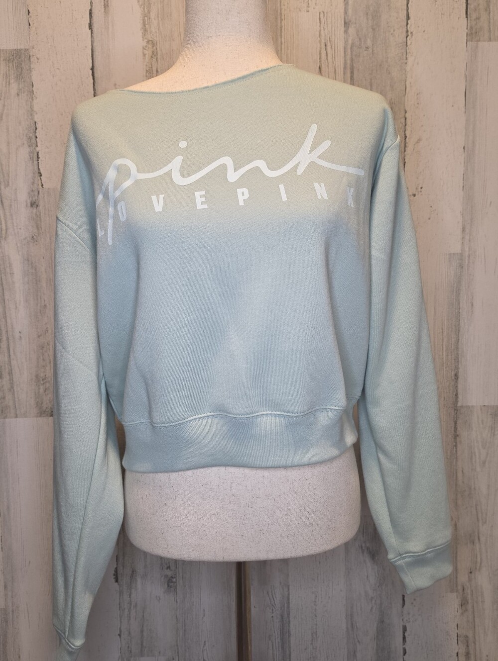 PINK Victoria's Secret Mint Green Cropped Sweatshirt – Women's Large – NWT